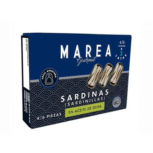 Sardinas (Sardinillas) 4/6 piezas Pack de 3 MAREA GOURMET - RI015 Sardinas (Sardinillas) 4/6 piezas Pack de 3 MAREA GOURMET - RI015