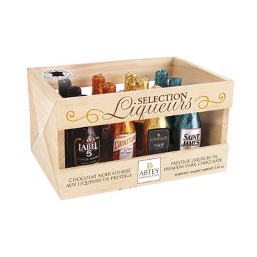 Caja de Madera 12 Botellas Chocolate con licor 155g ABTEY